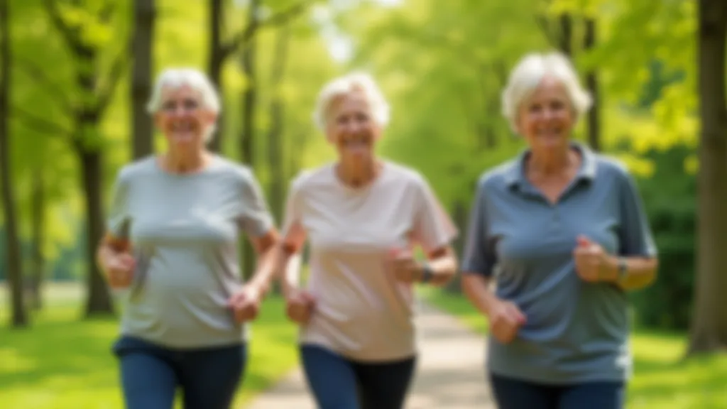 Seniori grupā dara vingrojumus parkā, kopīga aktivitāte, motīvācija un draudzība ārā